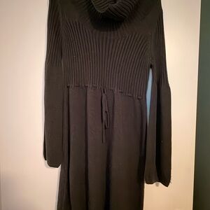 Charcoal Gray Cowl Neck Sweater Dress - M